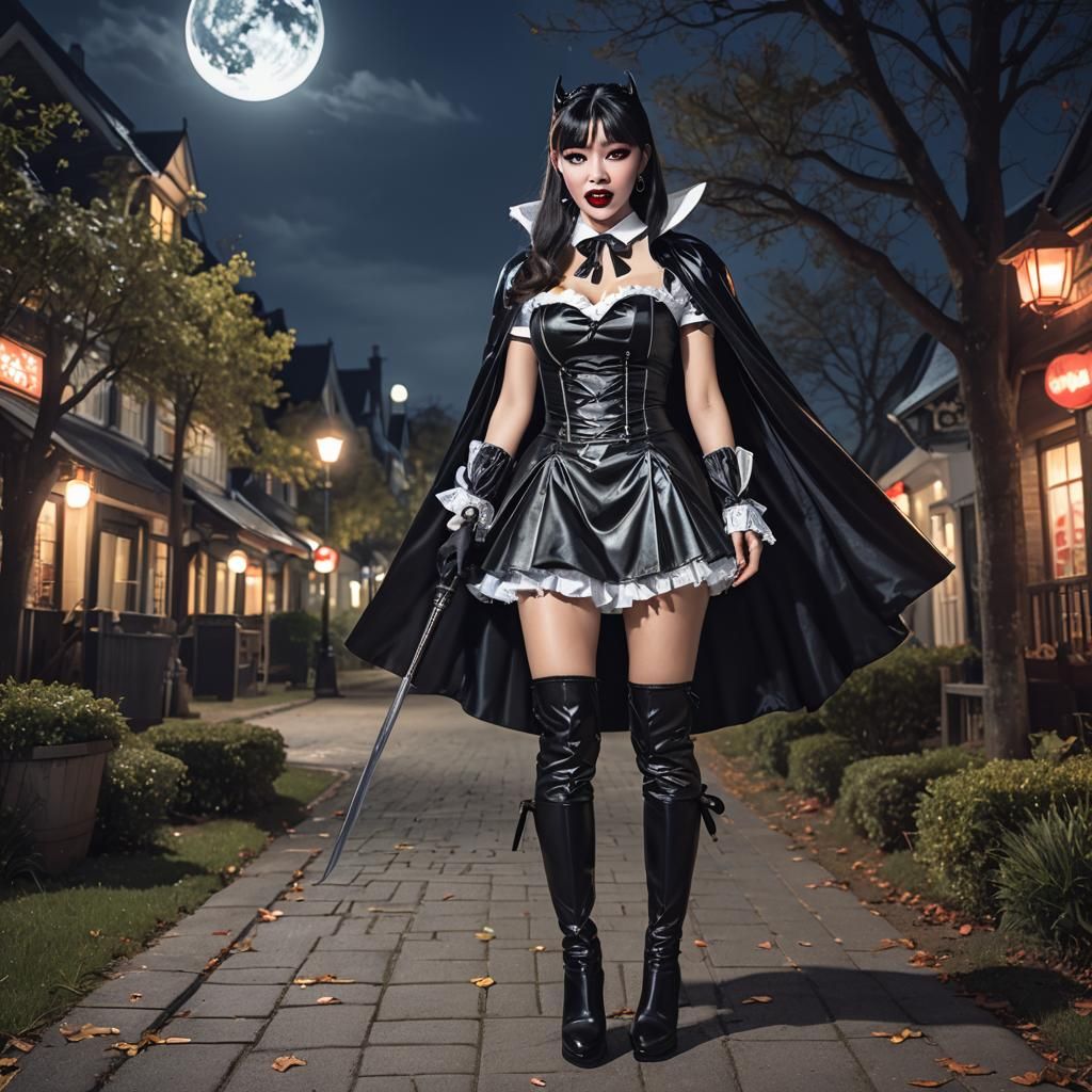 Vampire Maid in Patent Leather Outfit