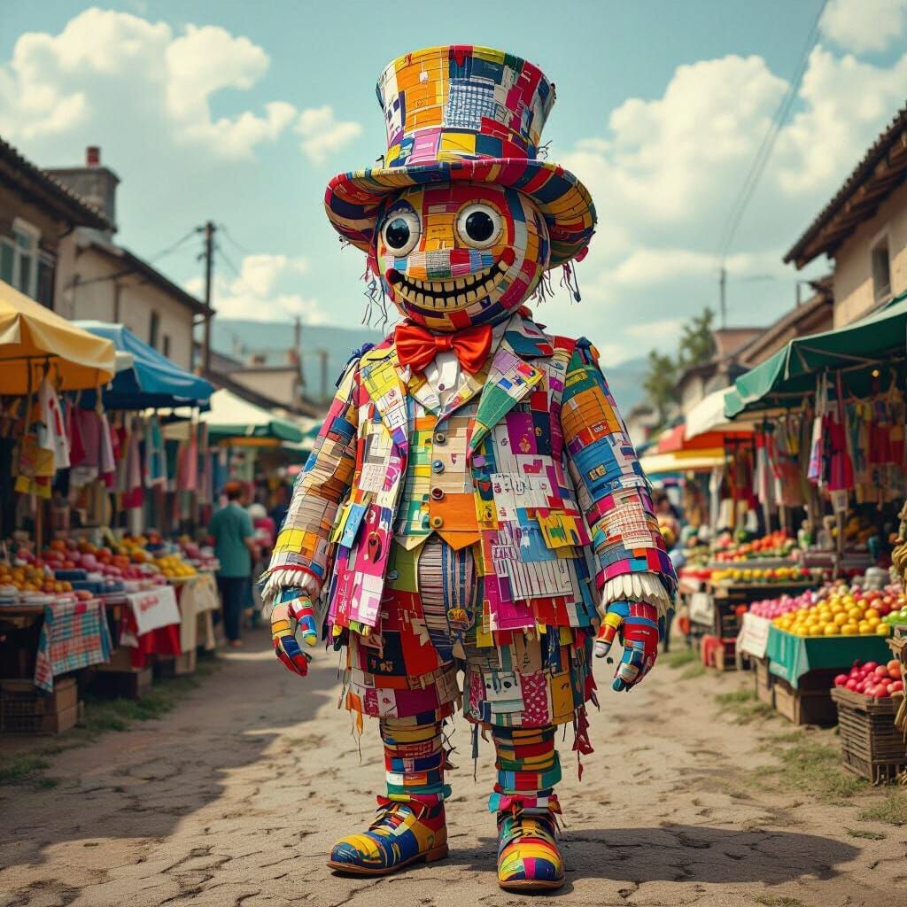 Surreal Fabric-Covered Mr. Jelly Fisher at Market