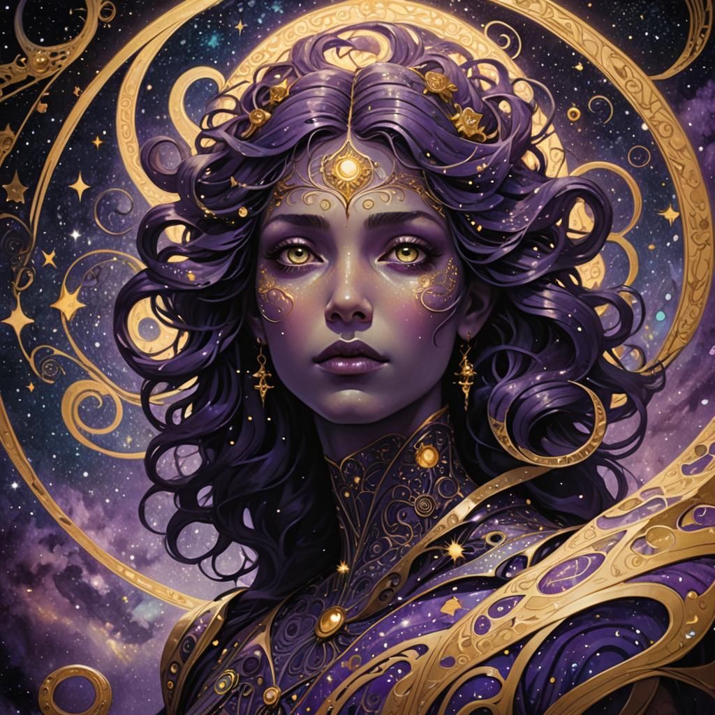 Cosmic Humanoid Figure in Dark Fantasy Art