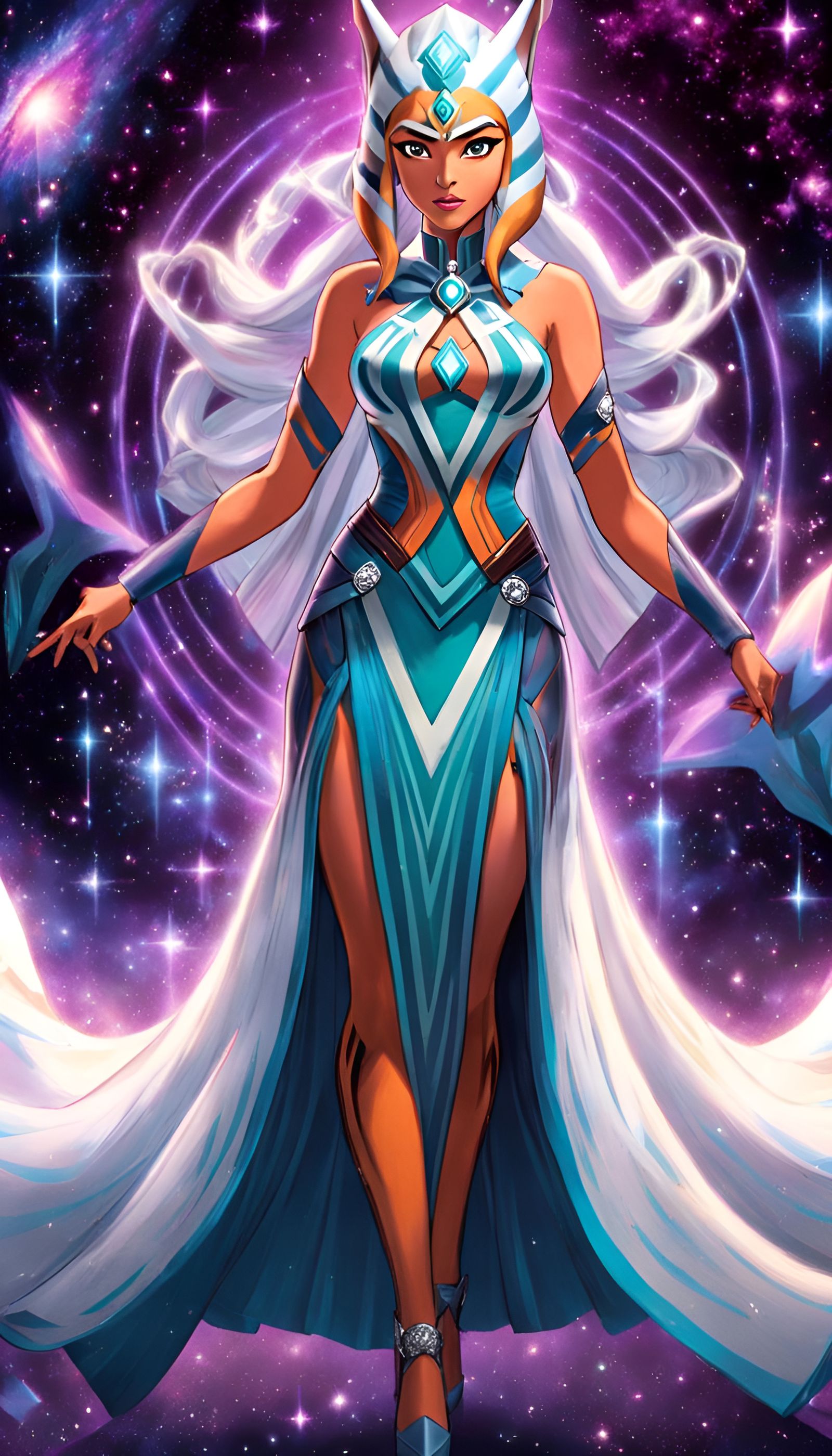 Ahsoka Tano Goddess in Astral Cosmic Illustration