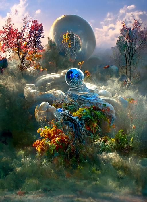 Cosmic Robotics Swirl: Psychedelic Fantasy Art