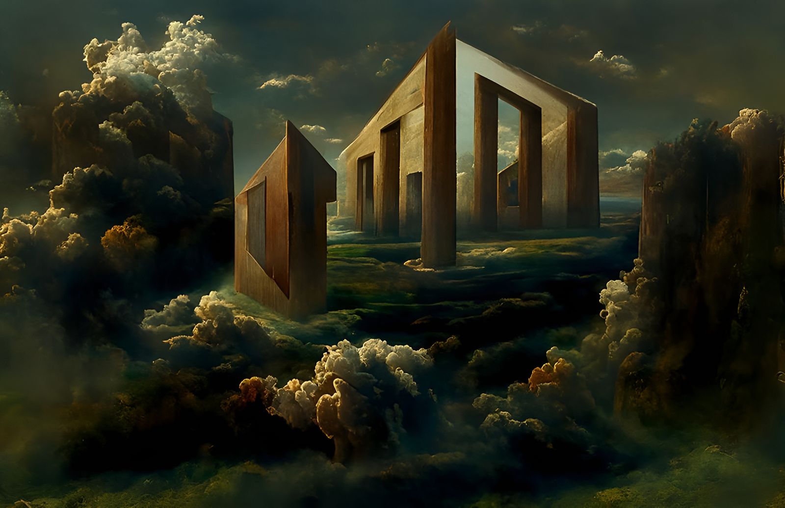 Surreal Architecture Painting Inspired by Classical Masters
