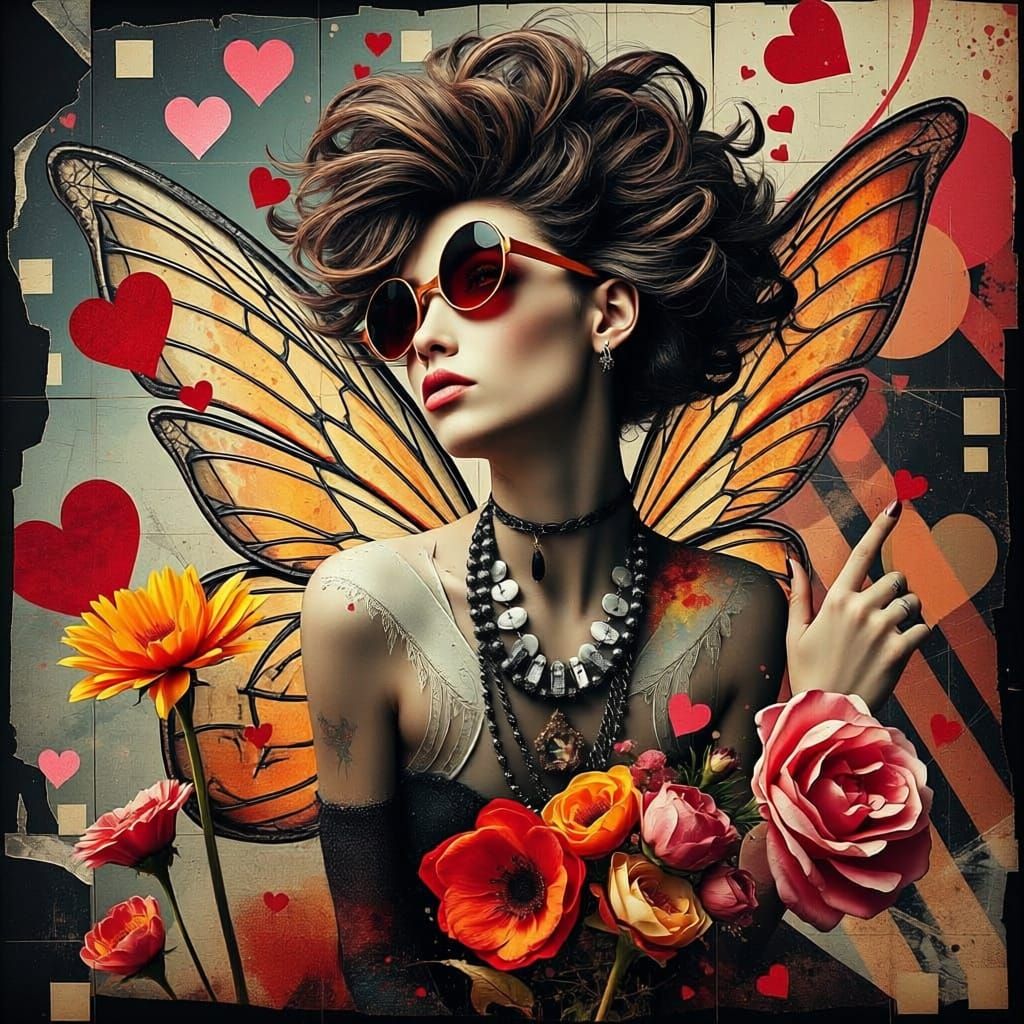 Goth Fairy Valentine Photogram in Dada Style