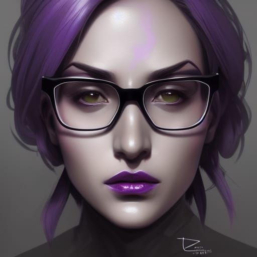 Drow Portrait with Glasses in Art Nouveau Style