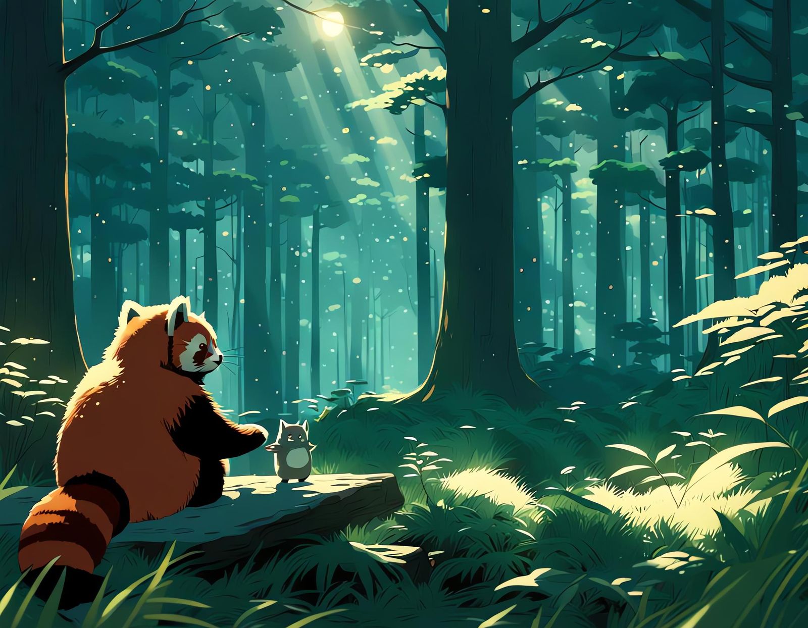 Red Panda and Totoro: Studio Ghibli Anime Art