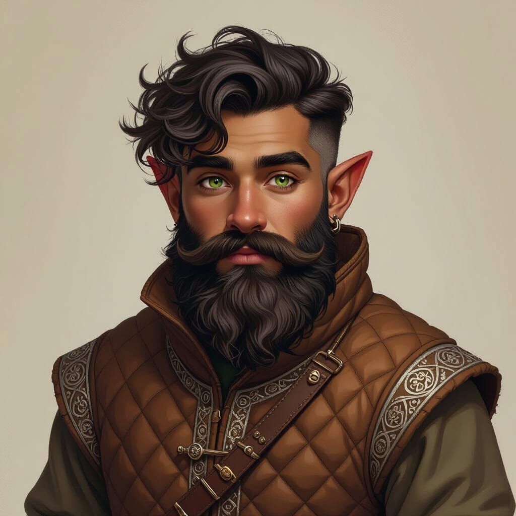 Gnome with Ducktail Beard in Fantasy Art Style