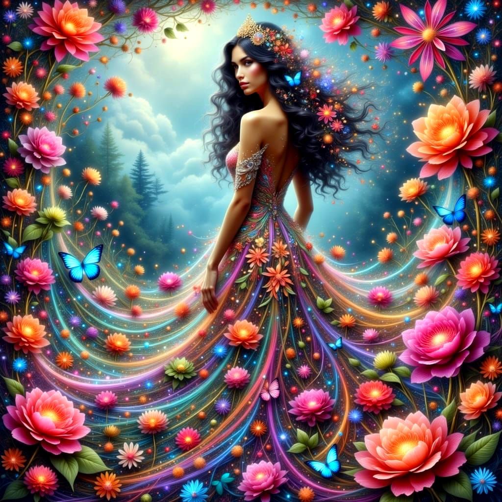 Woman in Fantasy Floral