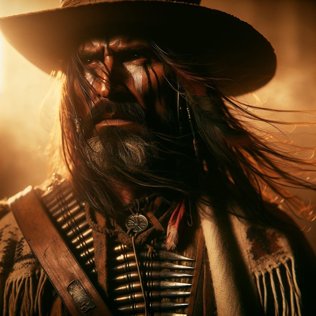 Epic Apache War Chief in Cinematic Western Style