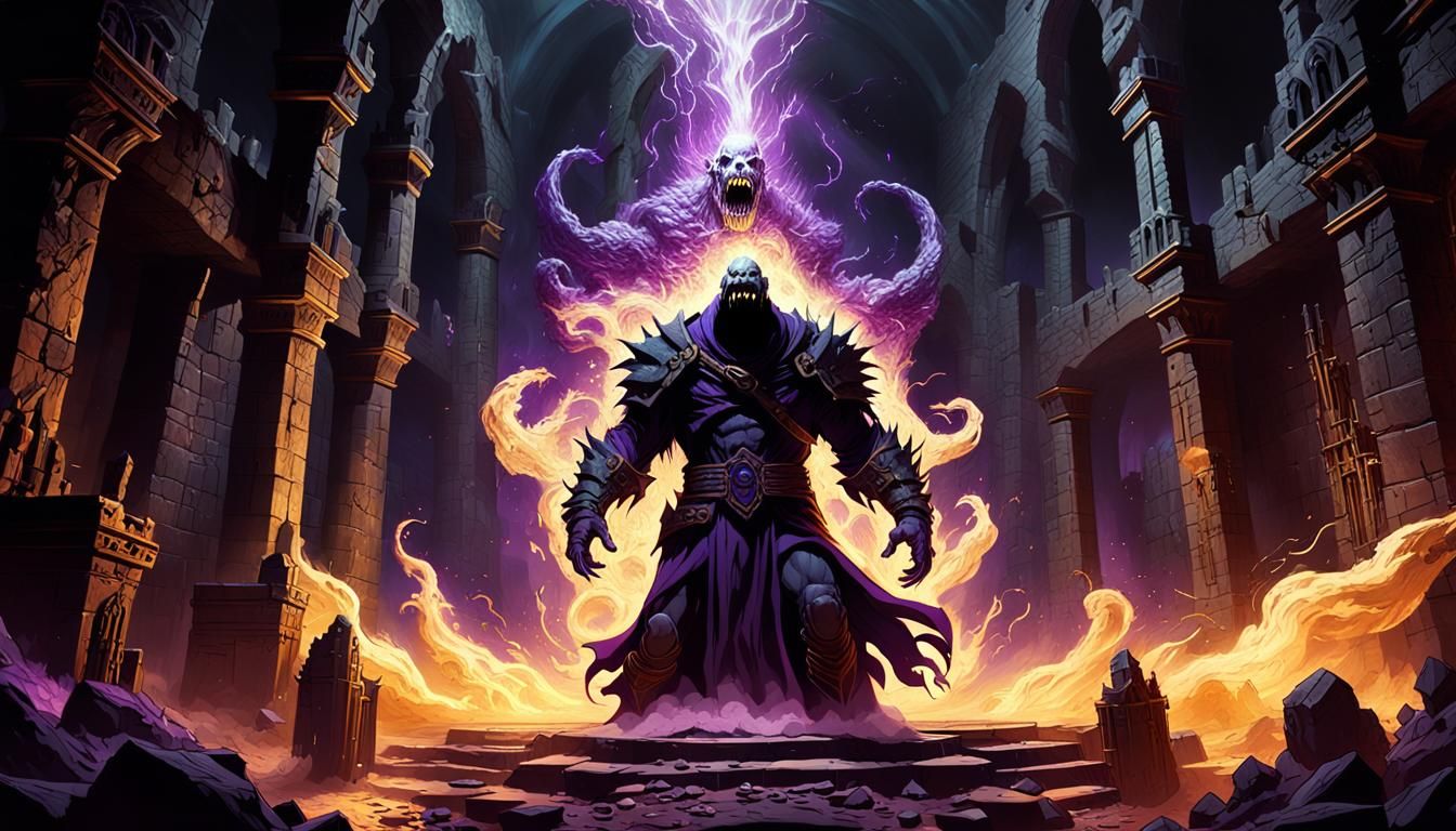 Ghost Devouring Souls in Apocalyptic Dungeon: Dark Fantasy A...