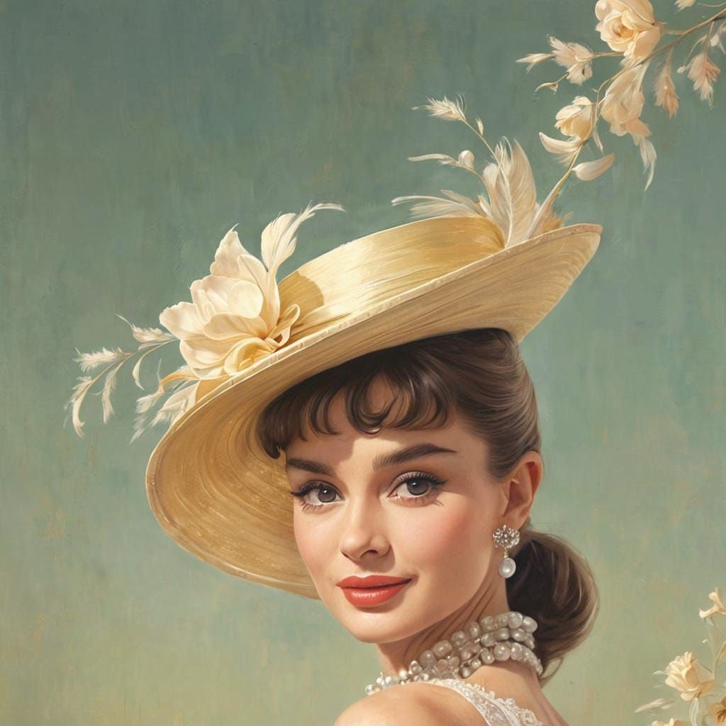Audrey Hepburn at Ascot: An Oil Painting