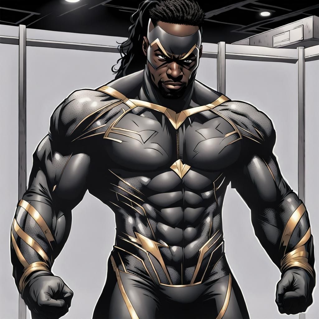 Edit the picture to be a black comic book hero in Dc comics ...
