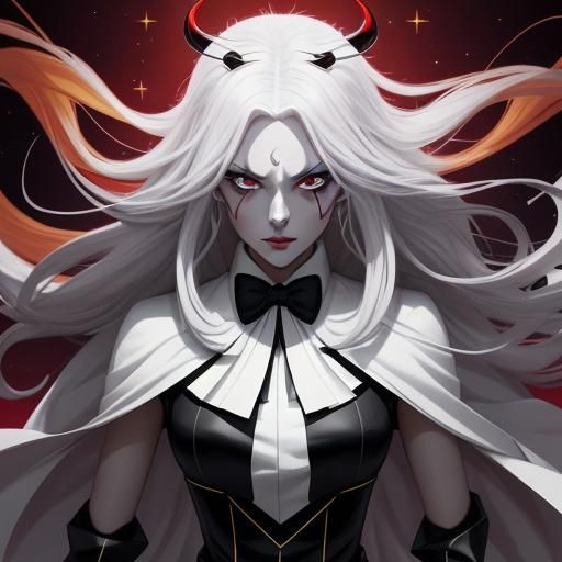 Anime Clown Avatar with Flowing White Hair