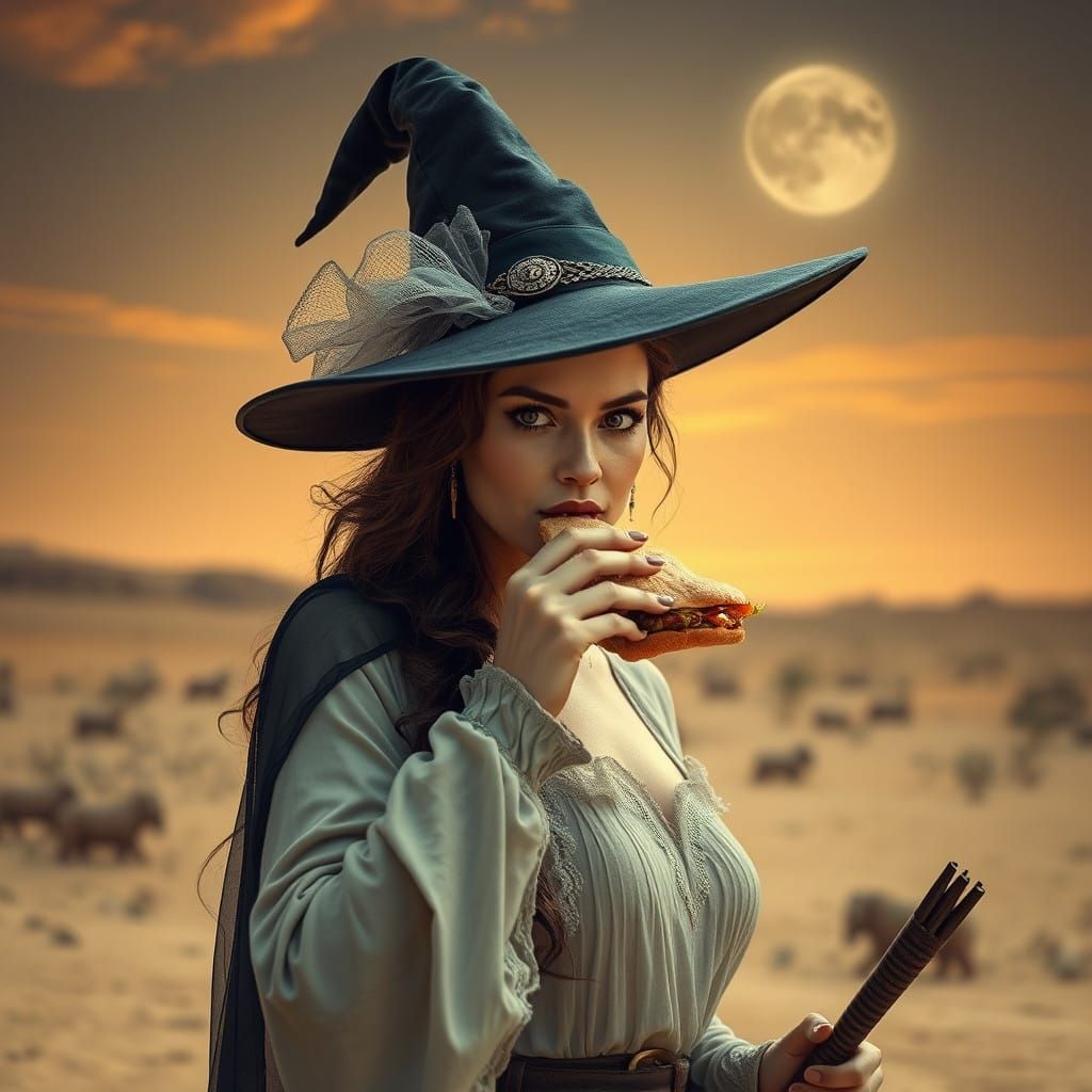 Hyperrealistic Desert Witch Gaze