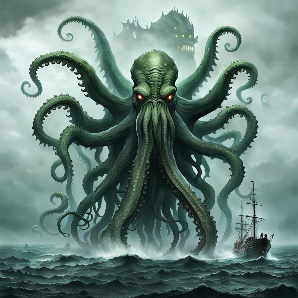 Colossal Cthulhu Emerges from the Deep Sea