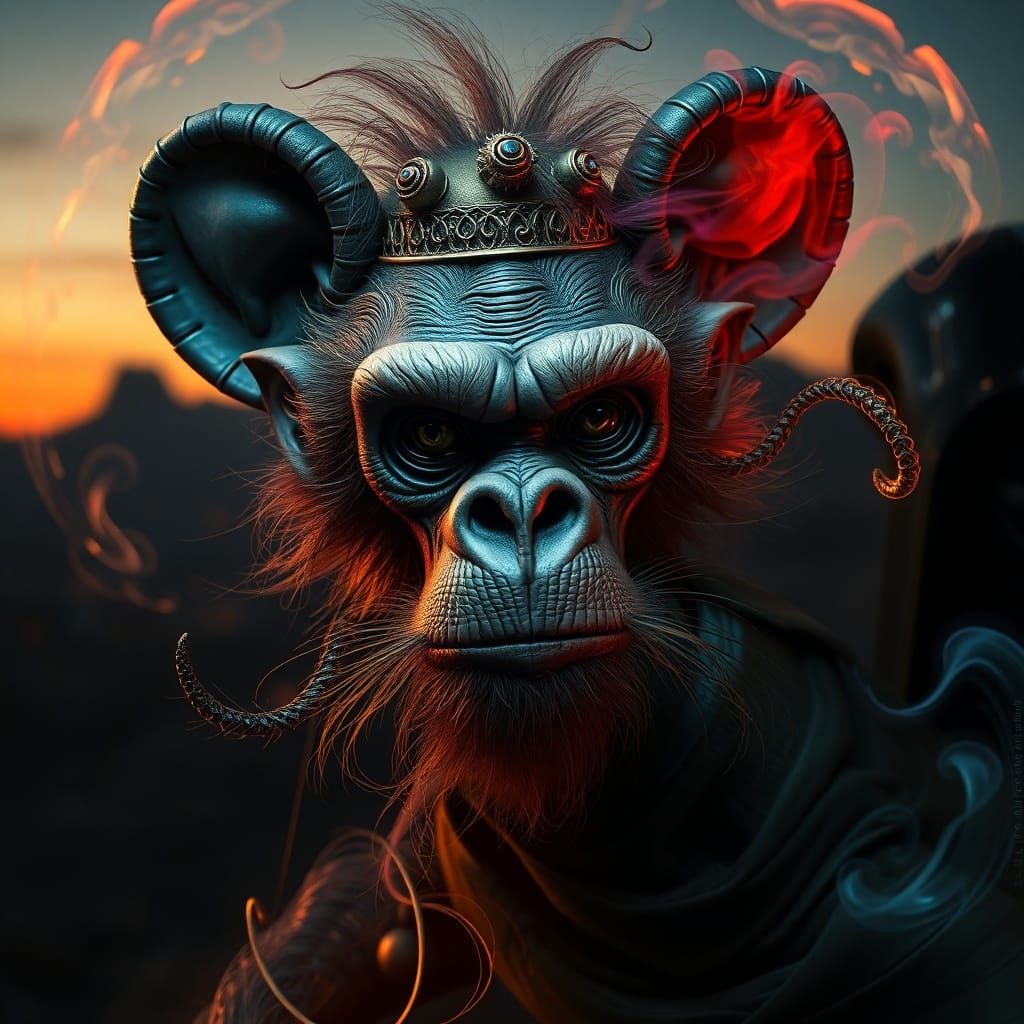 Surreal Extraterrestrial Fusion: Monkey, Trump, Mickey, Vade...