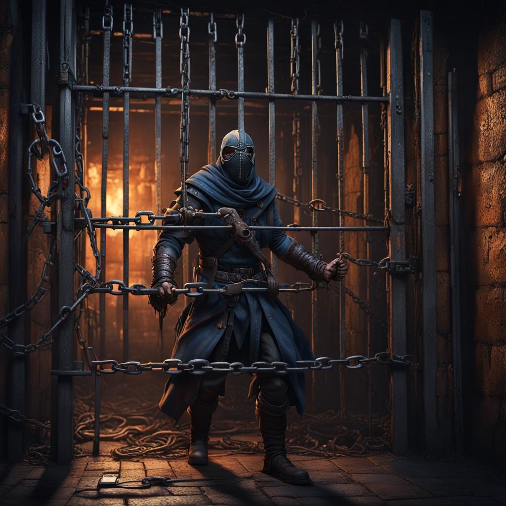 Masked Man's Desperate Escape: Dark Cell