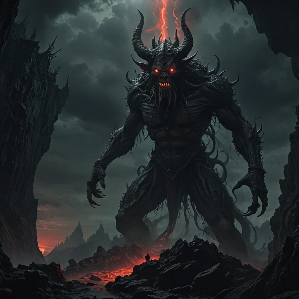 Nightmarish God at the Abyss Edge, in Dark Fantasy Art