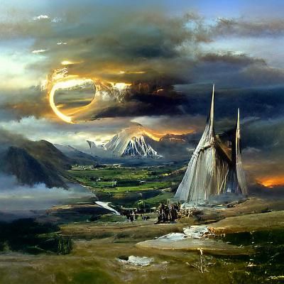 Middle-earth Landscape in Oil Painting Style