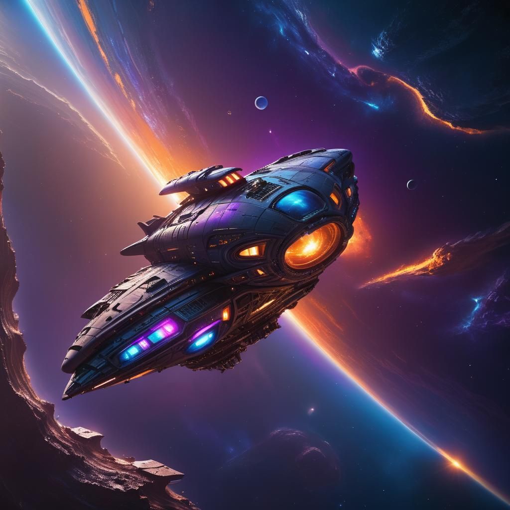 Alien Spaceship Orbiting Earth: Hyper-Realistic Matte Painti...