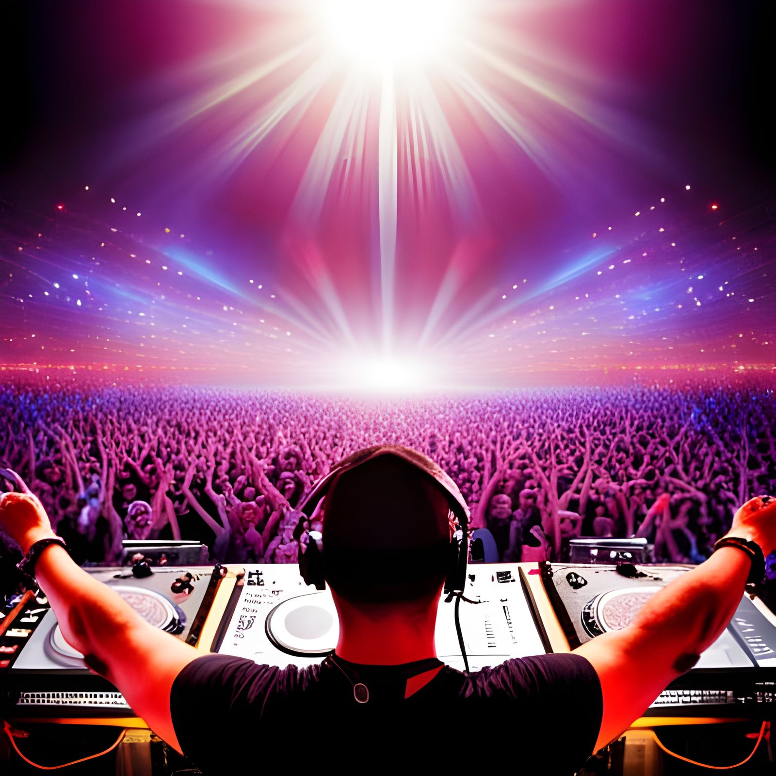 EDM DJ Raves at Hard Dance Festival in HDR