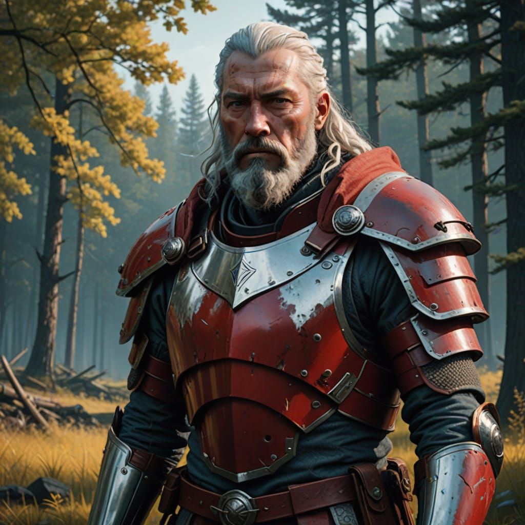 Majestic Paladin of Yule, Red and White Plate Armour, Cinema...