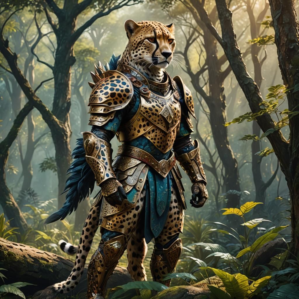 Mystical Cheetah Warrior in Elaborate Armor