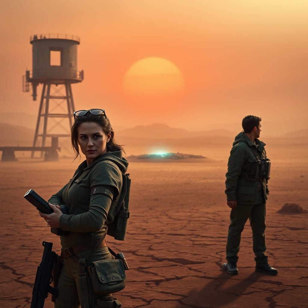 Determined Woman Stands Strong in the Face of Desert Ruin