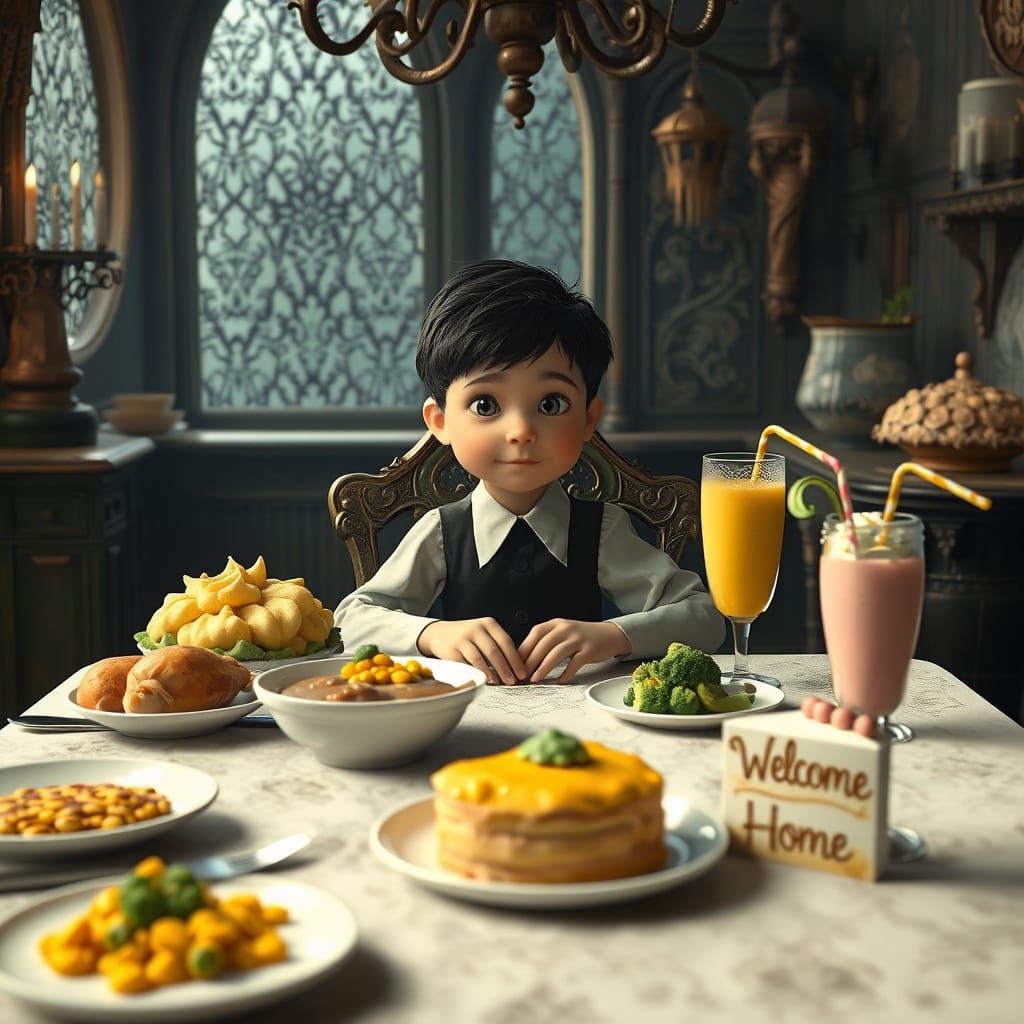 Whimsical Gothic Feast in a Fantastical Realm