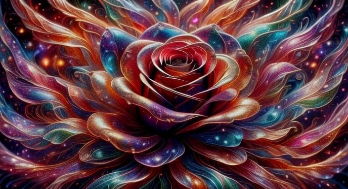 Ethereal Rose Gold Floral Panoply in Cosmic Glory