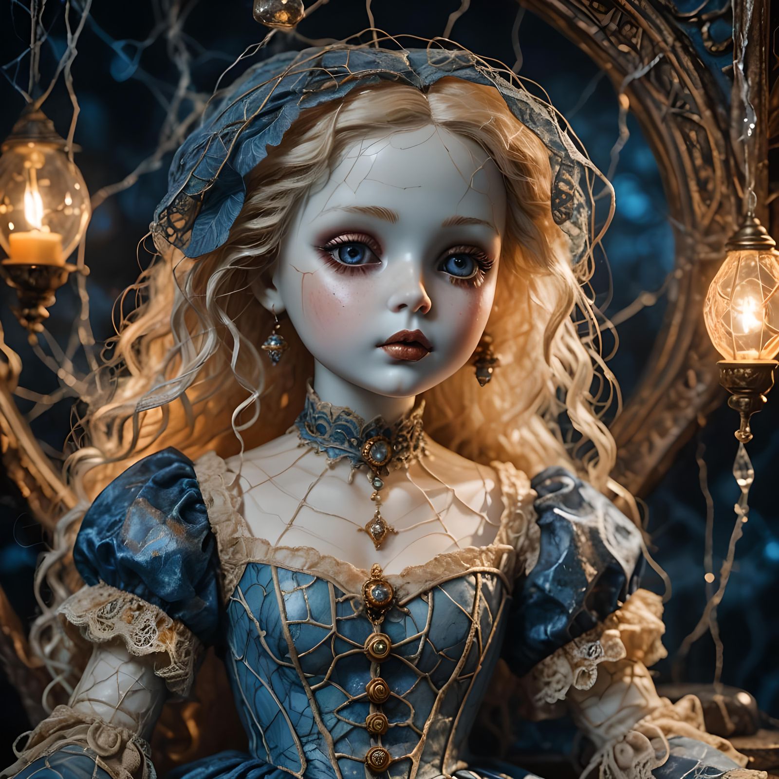 Cracked Porcelain Doll in Detailed Matte Painting
