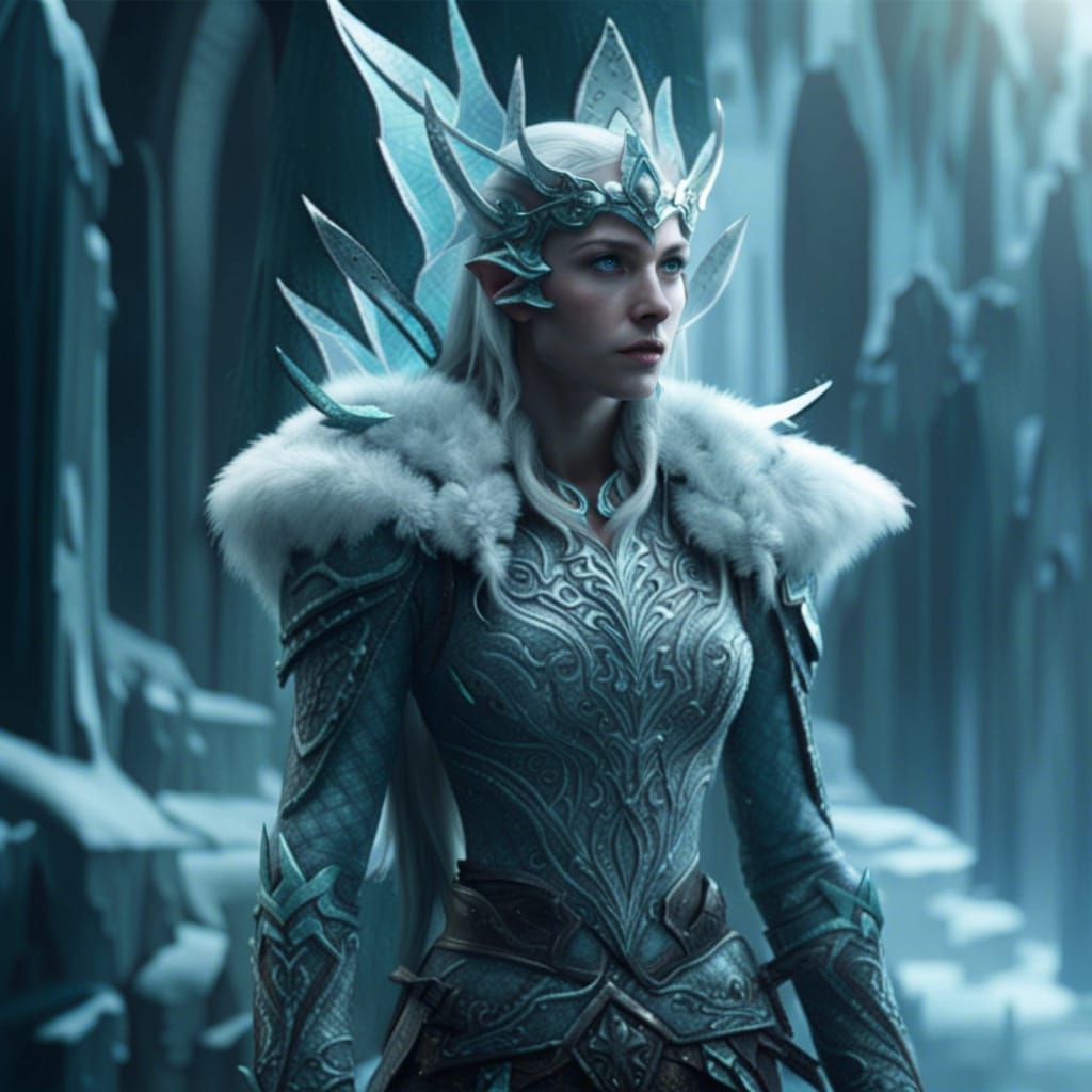 Epic Ice Elf in Detailed Digital Painting