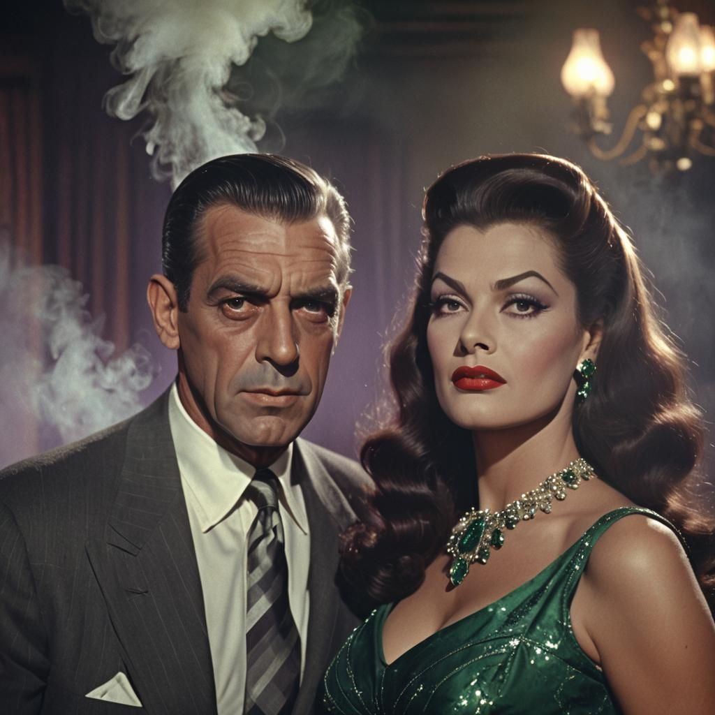 Glamorous Film Noir Portrait in Old Hollywood Style