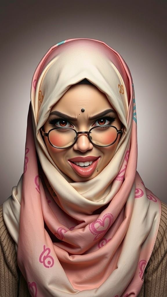 Vibrant Anime Goddess with Rainbow Hijab