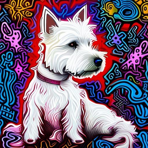 Westie Graffiti Art: Cosmic Astral Illustration