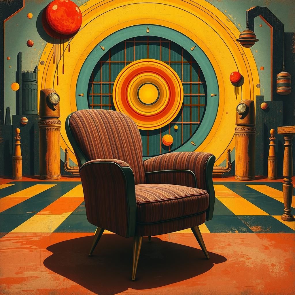 Art Deco Chair in Retro-Futuristic Surreal Setting