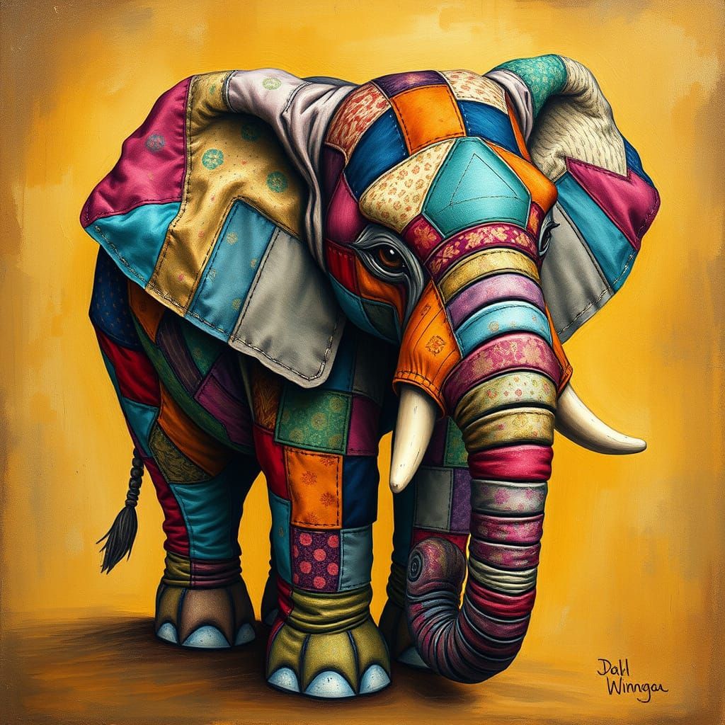 a  patchwork elephant