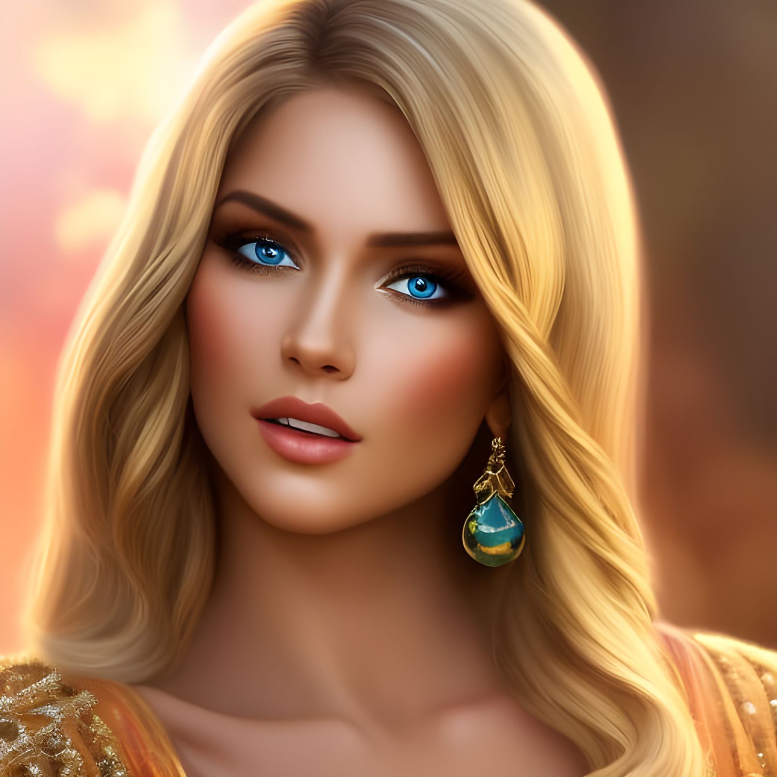 Smiling Blonde Woman Portrait with Mountain Backdrop