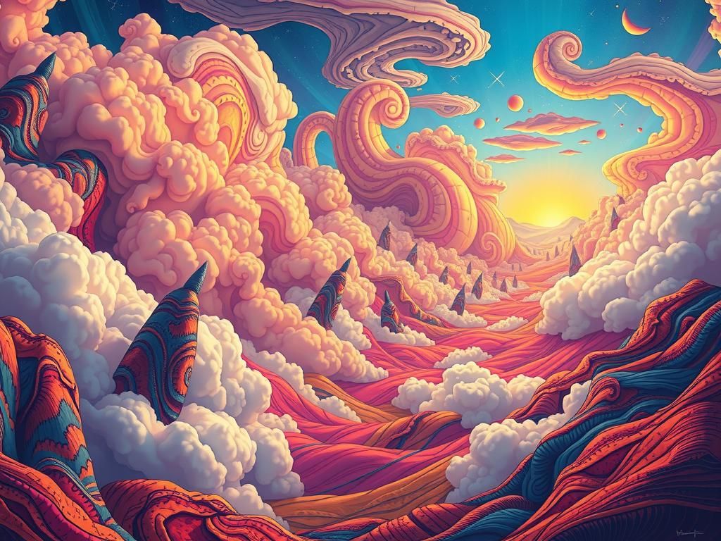 Surreal Dreamscape with Intricate Textures and Magic