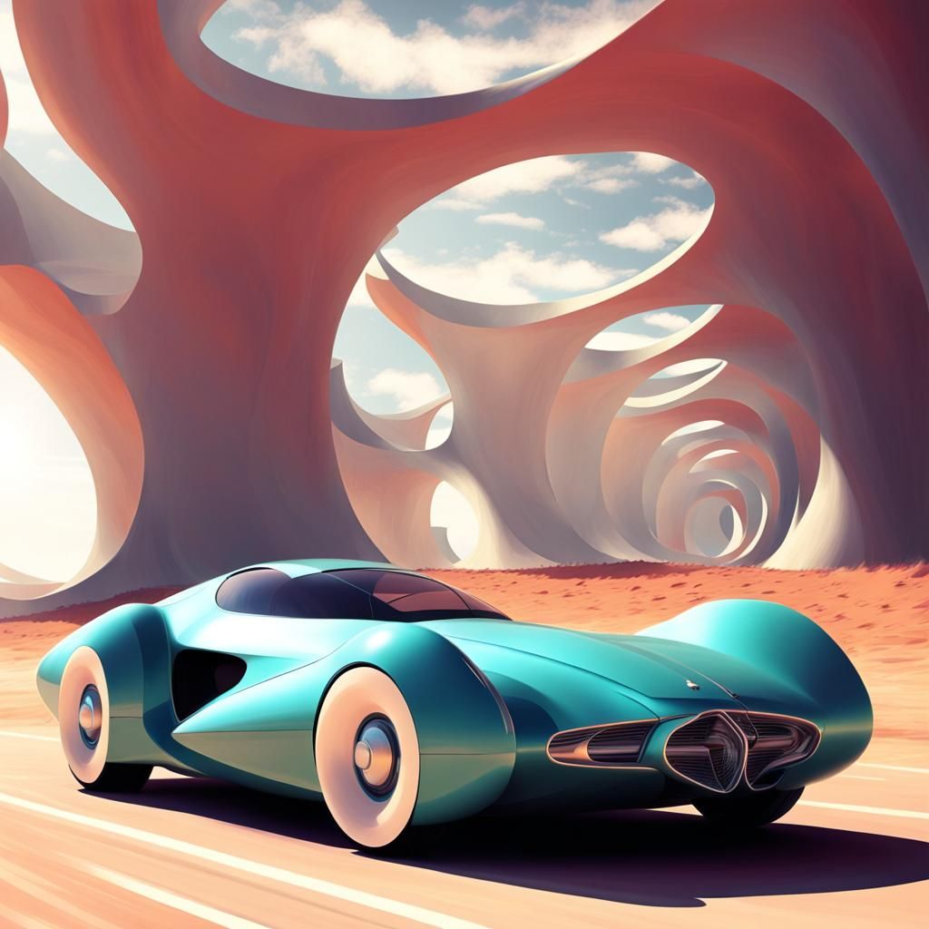 Futuristic Concept Car in Cell-Shaded Retro Style