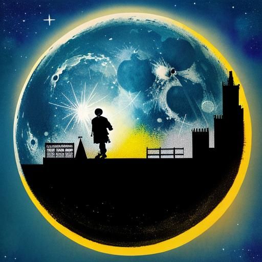 Man on the Moon in Banksy Style