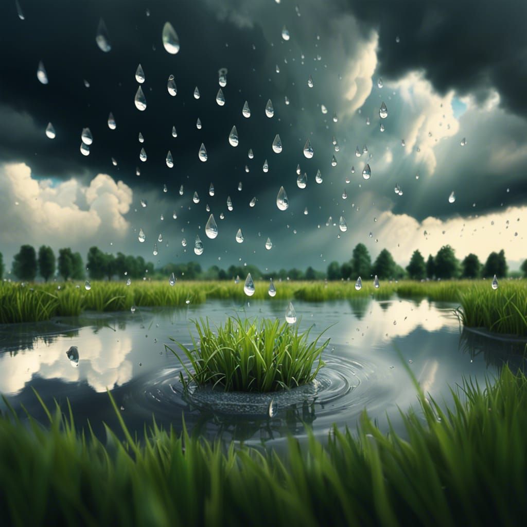 Raindrop Falling on Lake: Hyper-Detailed Cinematic Shot