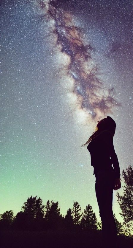 a cute girl gazing up at the stars