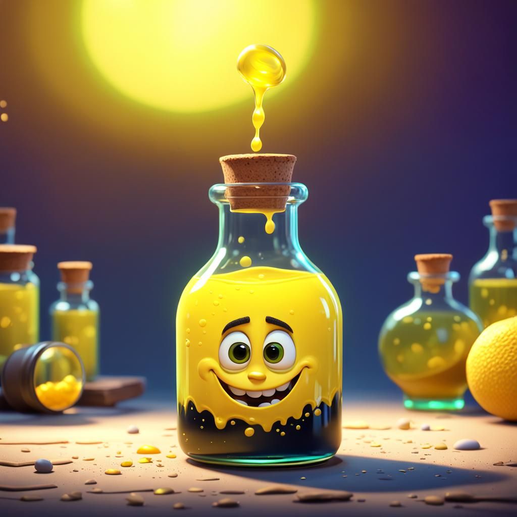 Cute Magic Potion Bottle in Pixar Style