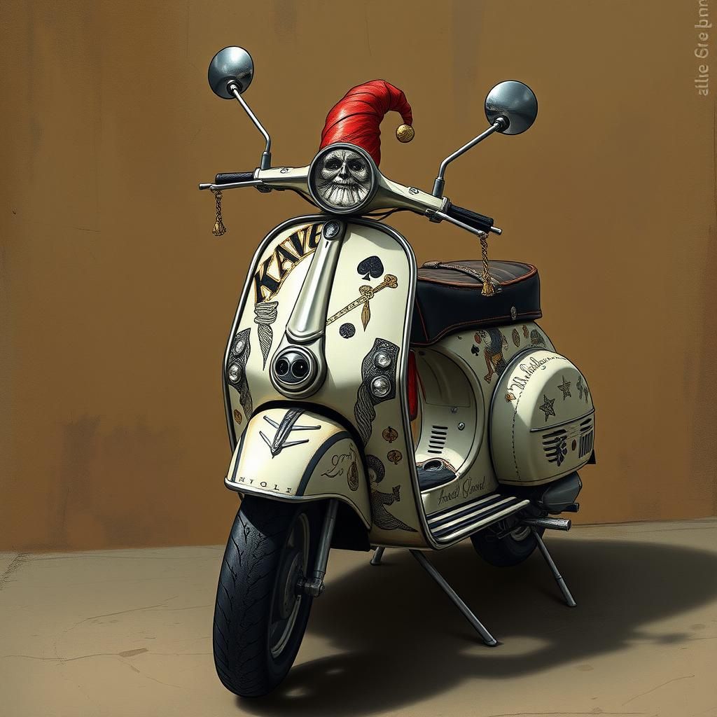 Vintage Scooter wrapped in "knave" artwork