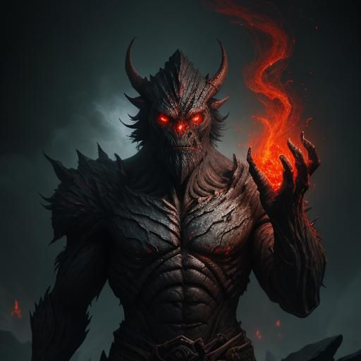 Dark Fantasy Basalt Creature Concept Art