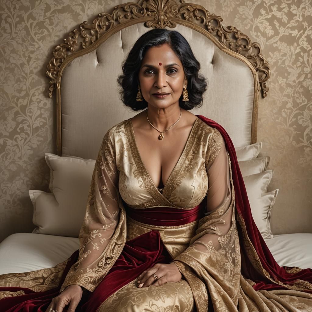 Regal Indian Woman Portrait in Art Nouveau Style