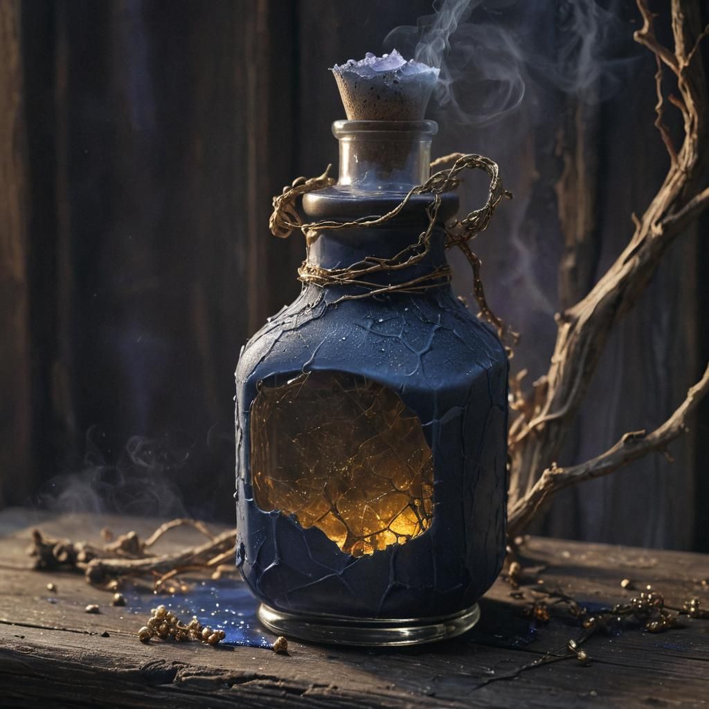 Mystical Witch's Potion Bottle in Golden Light
