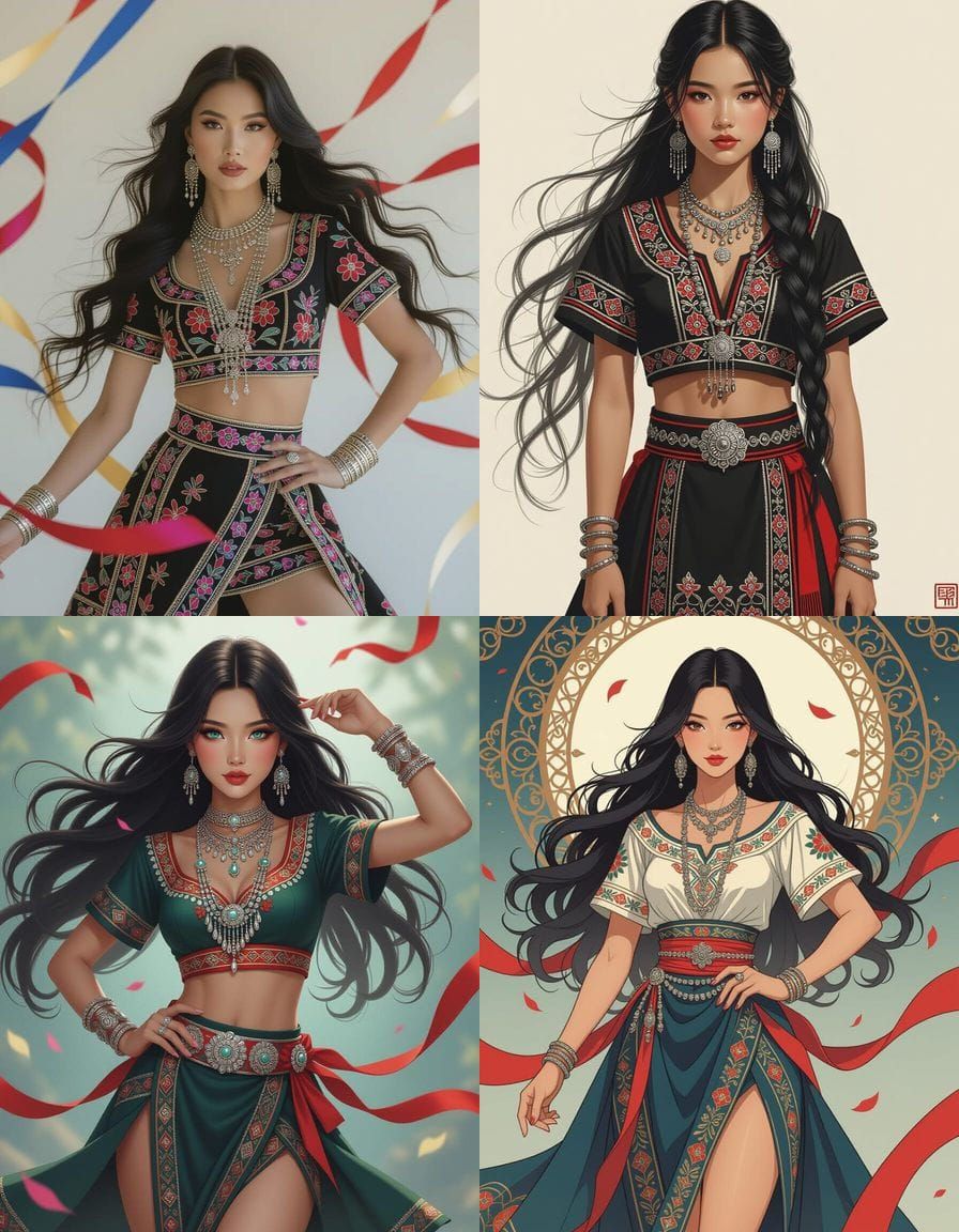 Hmong Woman in Traditional Dress, Digital Art