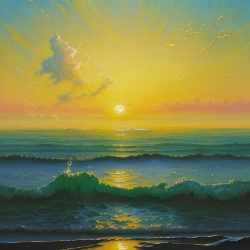 A Tiny Easter Bunny Sails Across the Sea in Neo-Impressionis...