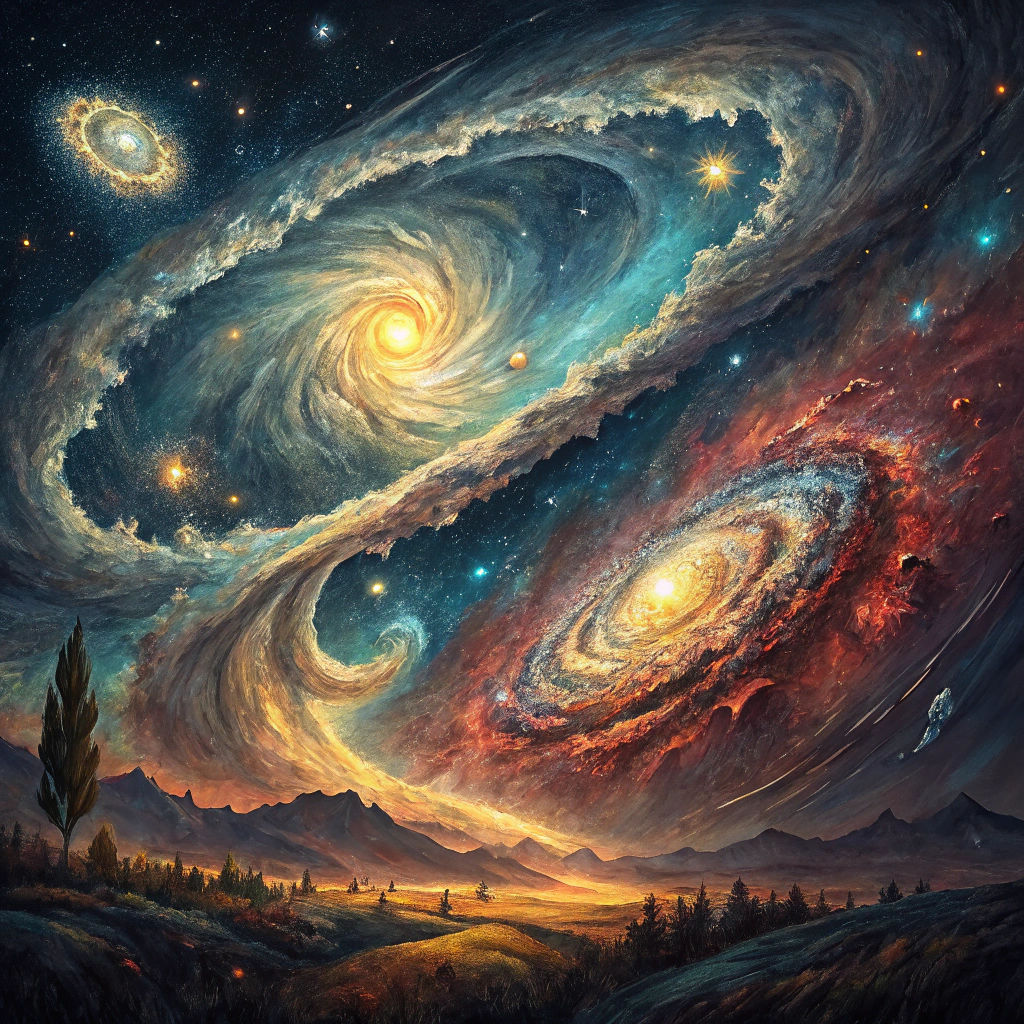 Galactic Collision: A Cosmic Waltz in Space